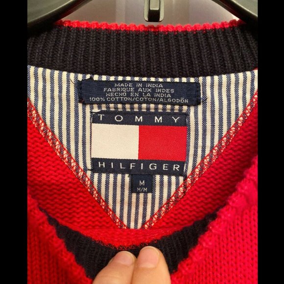 Vintage Tommy‎ Hilfiger Red Sweater Men’s M - Picture 2 of 6